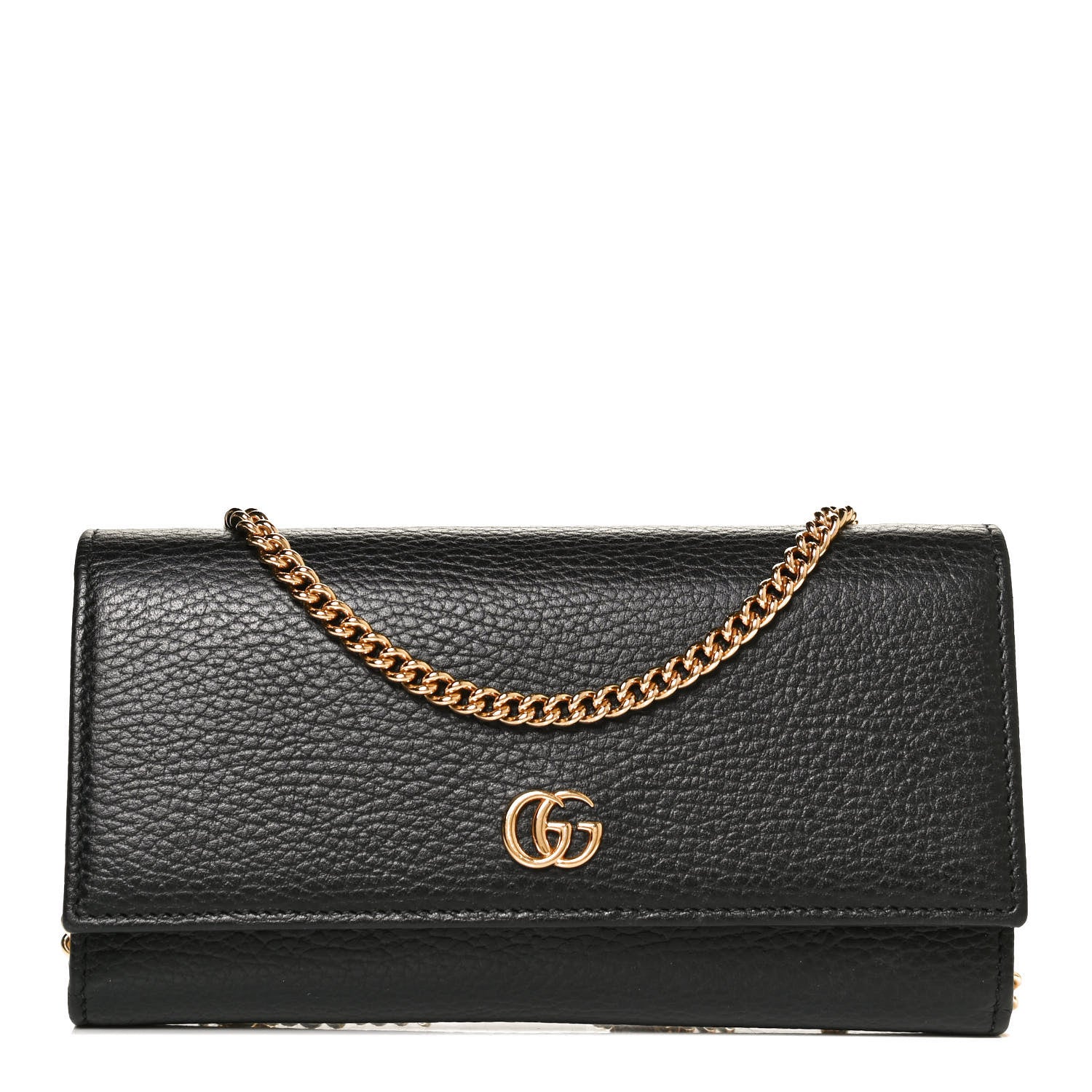 Gucci Calfskin Petite GG Marmont Wallet Chain Bag Black 1 of 12