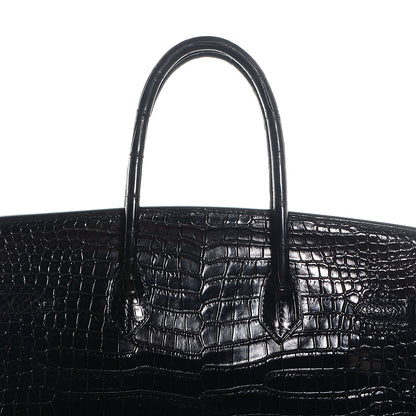 Hermes Matte Porosus Crocodile Birkin 35 Black 6 of 30