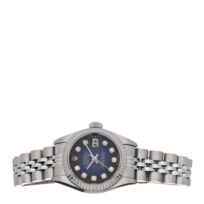 Rolex Stainless Steel 18K White Gold Diamond 26mm Oyster Perpetual Datejust Watch Blue Gradient 69174 2 of 5