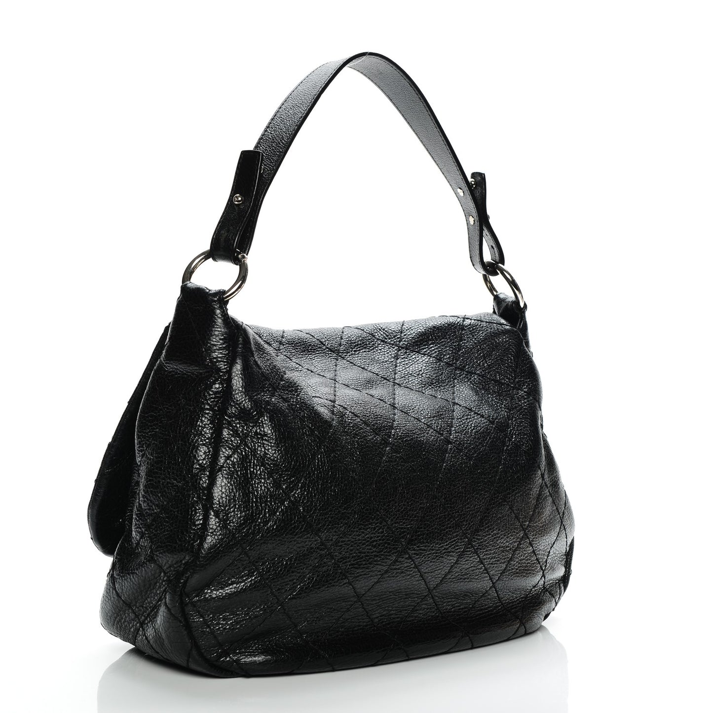 Glazed Calfskin Stitched XL On The Road Flap Black