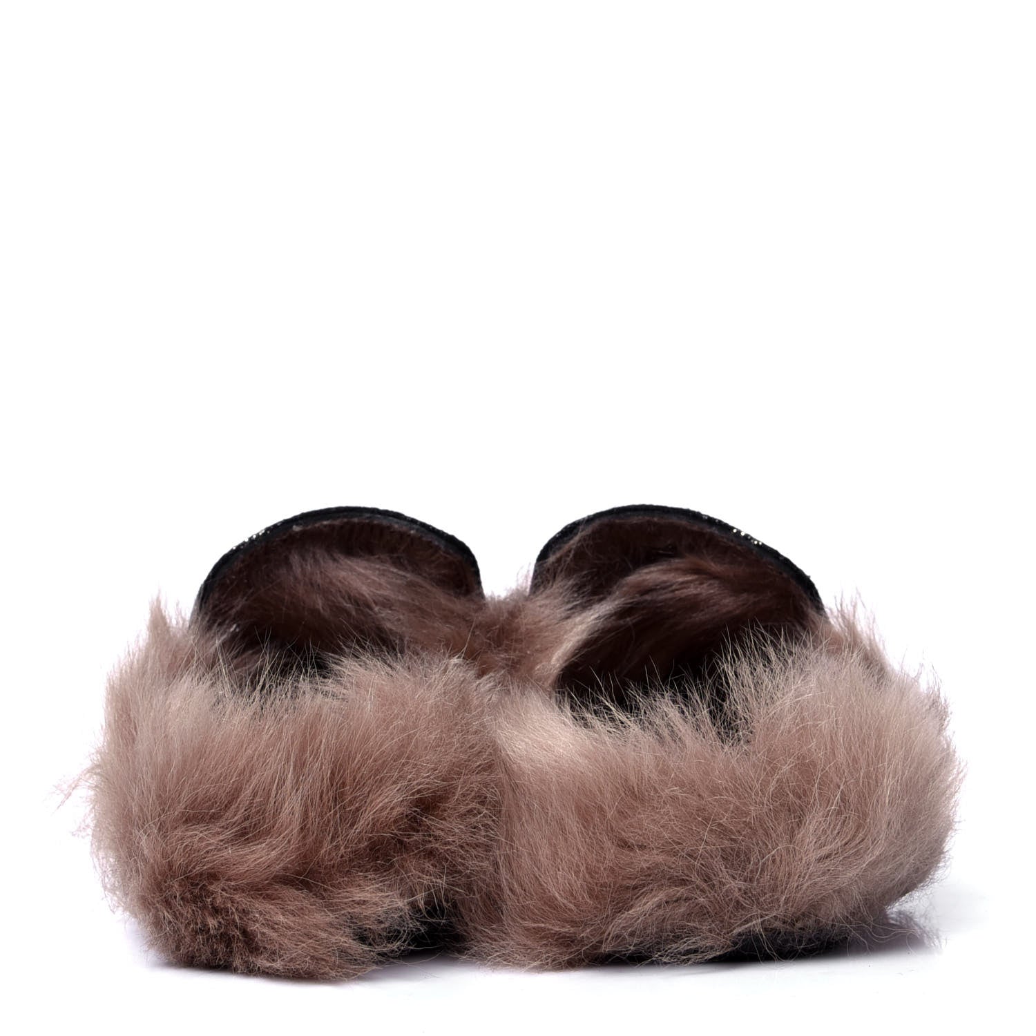 Gucci Brocade Fur Floral Womens Princetown Slippers 37 Black Anthracite 4 of 6