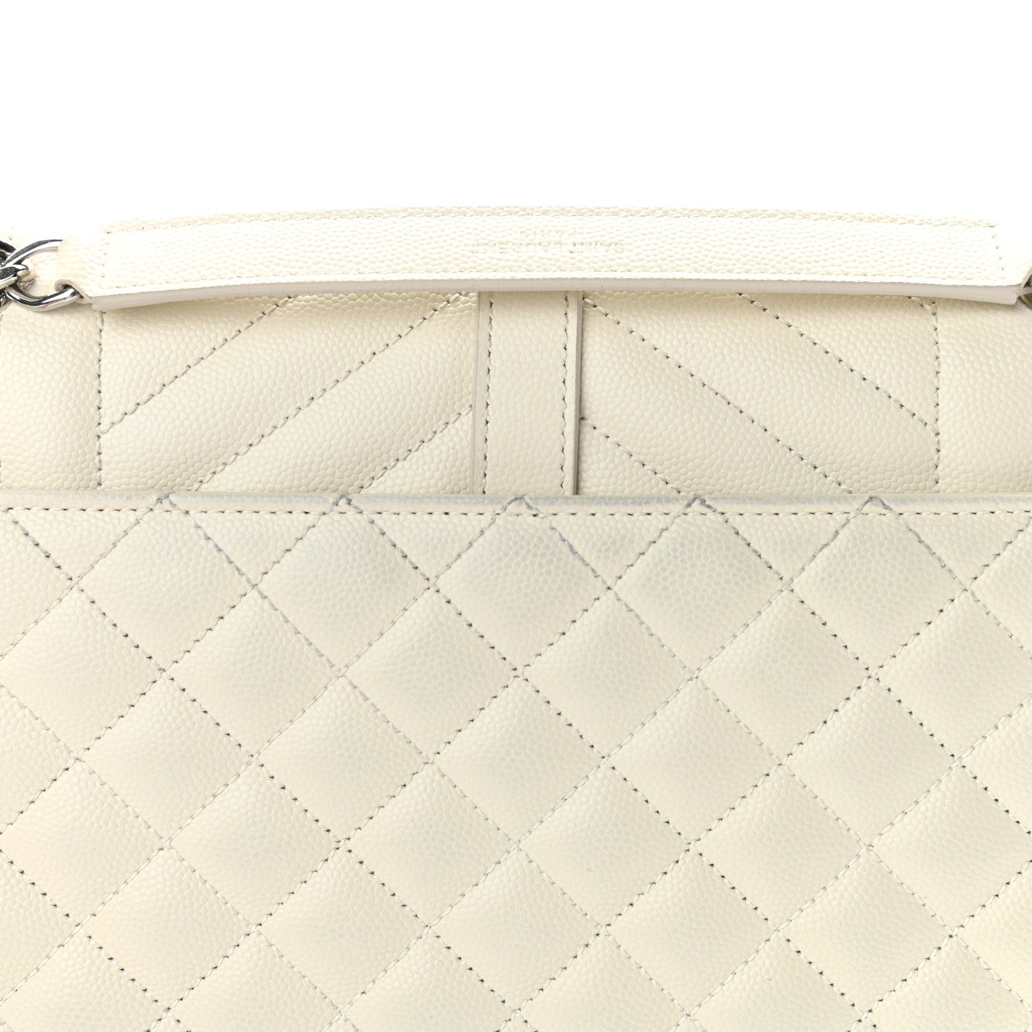 Saint Laurent Grain De Poudre Textured Mixed Matelasse Medium Triquilt Monogram Satchel Porcellana 11 of 11