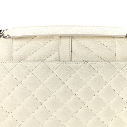 Saint Laurent Grain De Poudre Textured Mixed Matelasse Medium Triquilt Monogram Satchel Porcellana 11 of 11