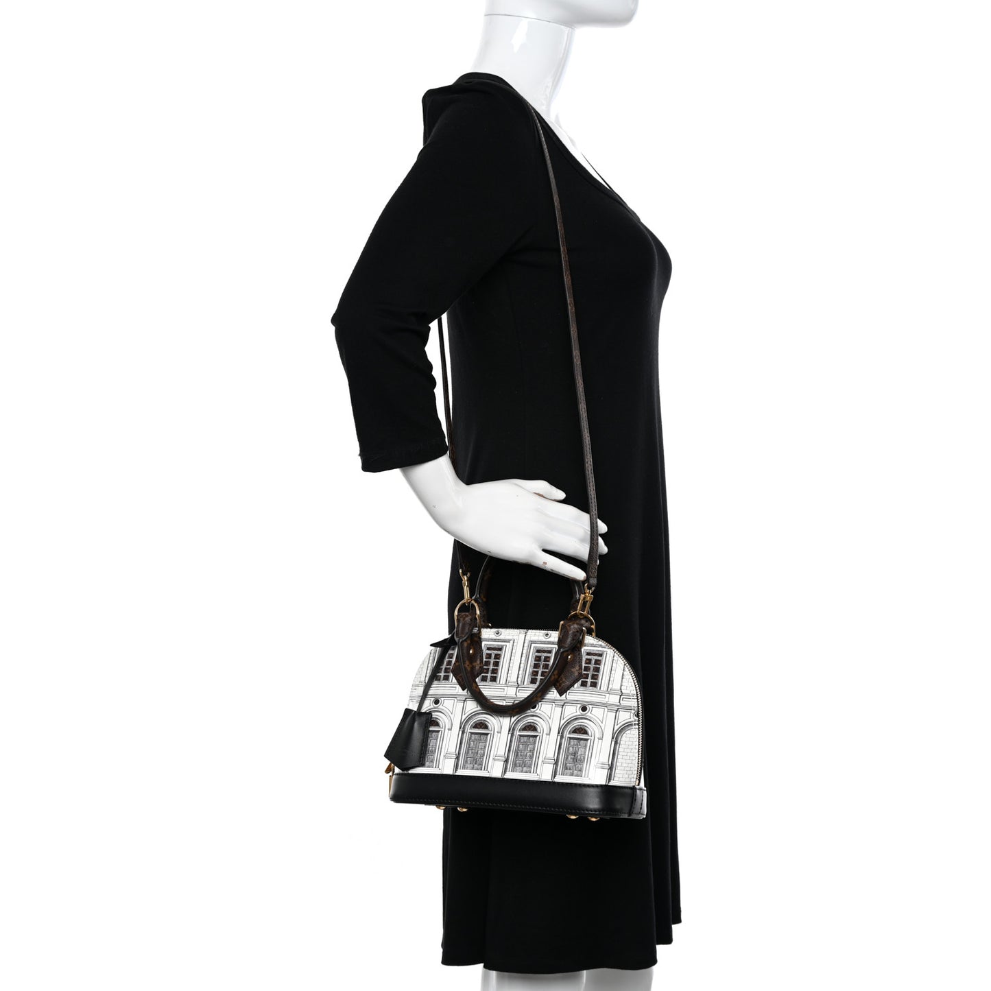 X FORNASETTI Calfskin Architettura Alma BB Black White