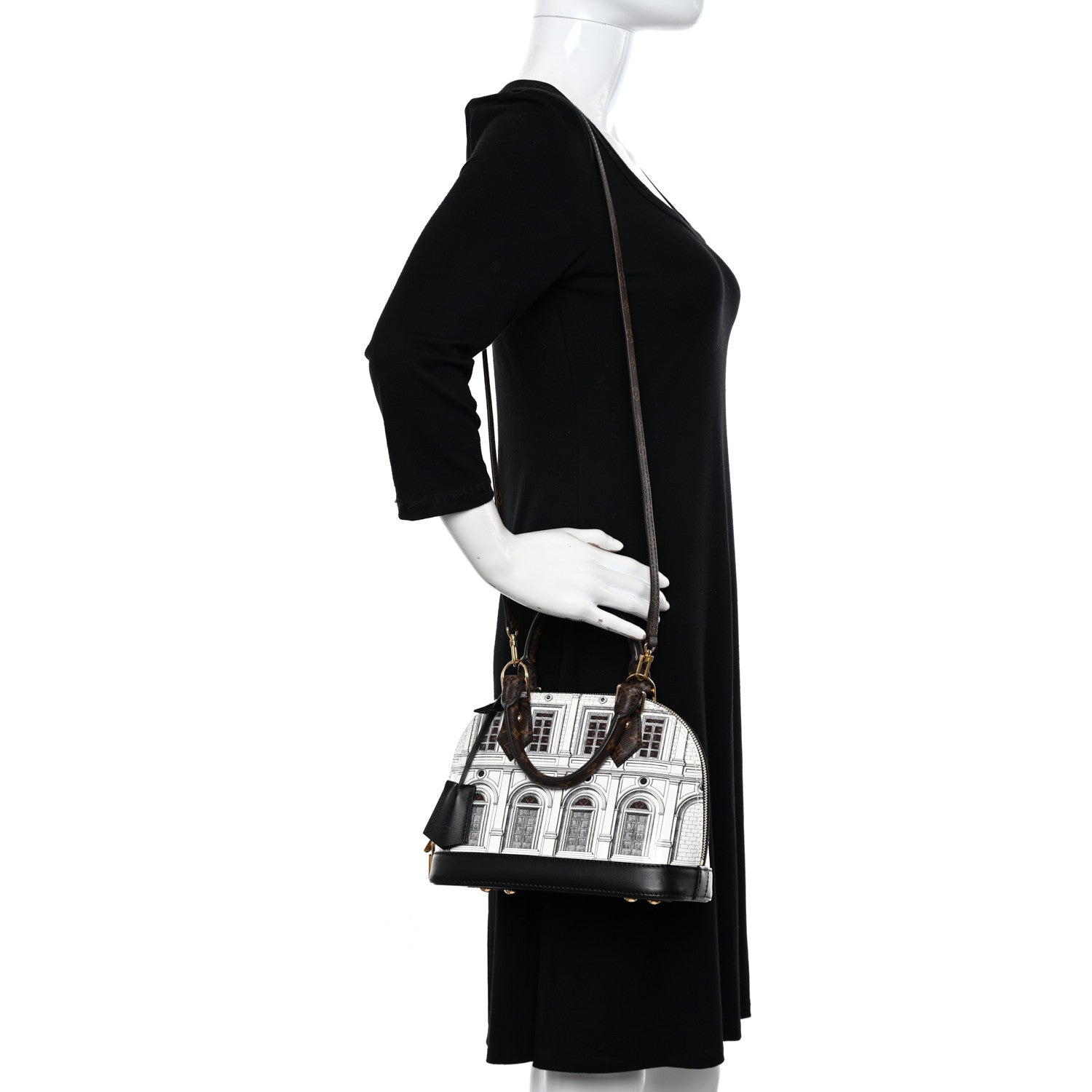 Louis Vuitton X FORNASETTI Calfskin Architettura Alma BB Black White 2 of 12
