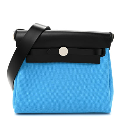 Hermes Military Toile Vache Hunter Herbag Zip Retourne 20 Bleu Riviera Black 1 of 11