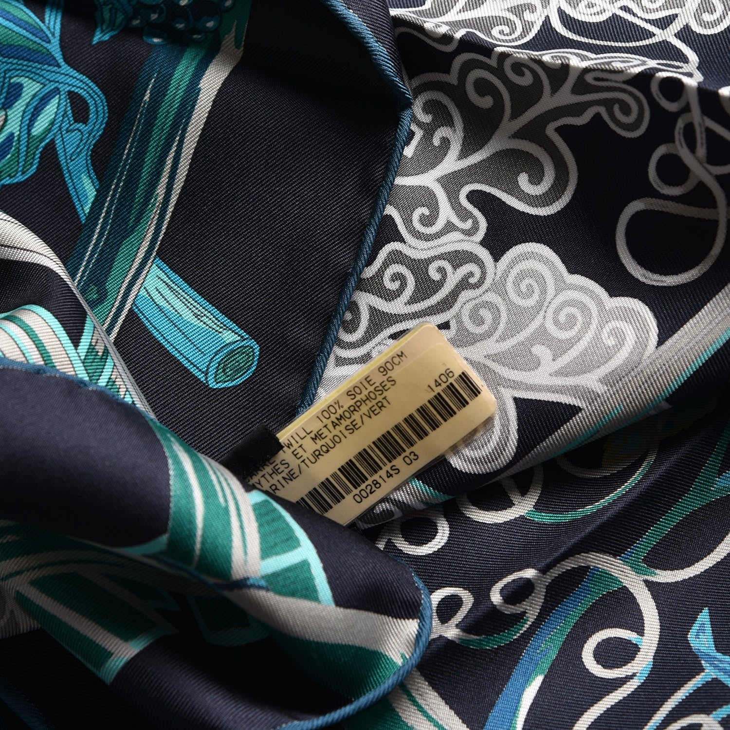 Hermes Silk Mythes et Metamorphoses Scarf 90 Marine Turquoise Vert 6 of 6