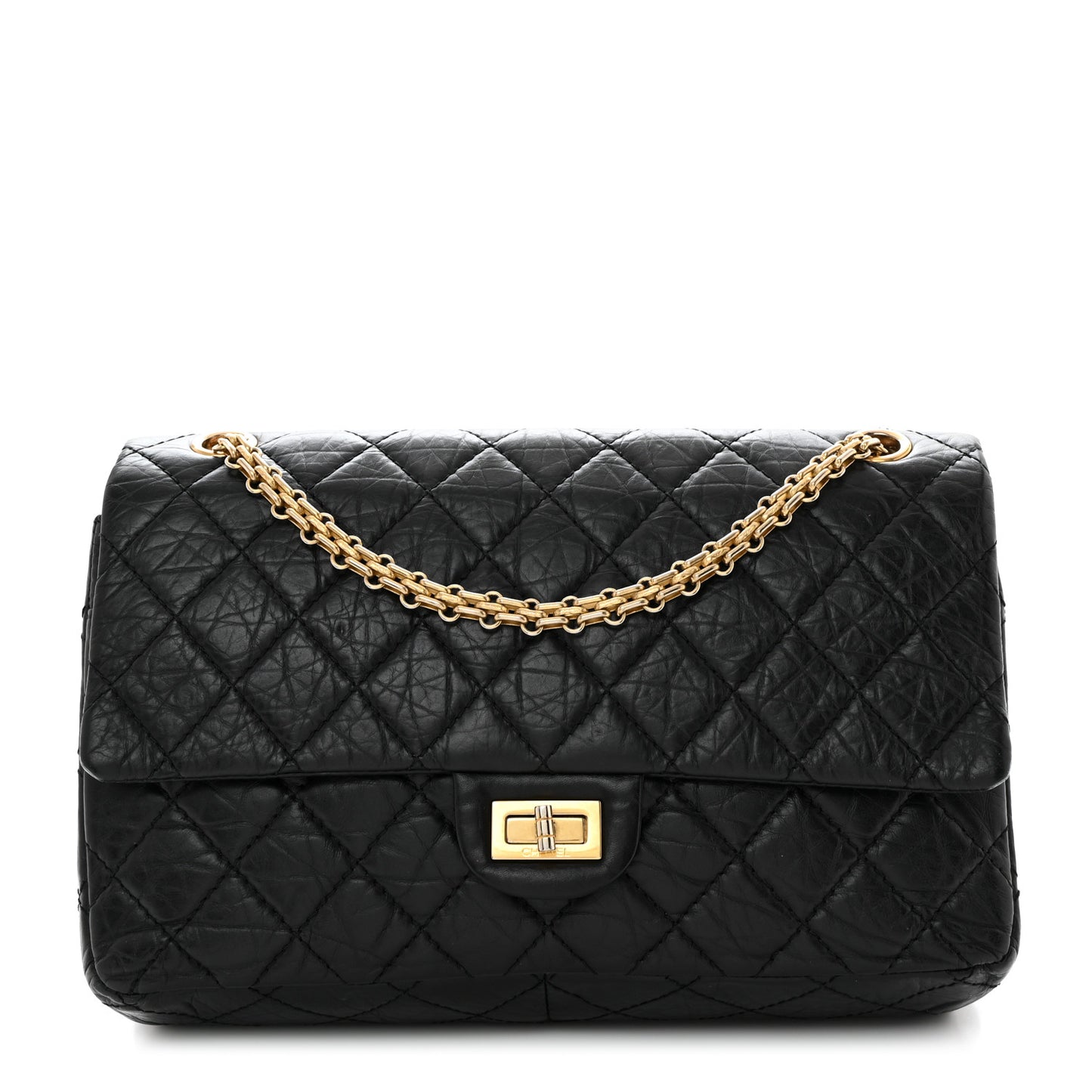 Aged Calfskin Quilted 2.55 Reissue 226 Flap Black