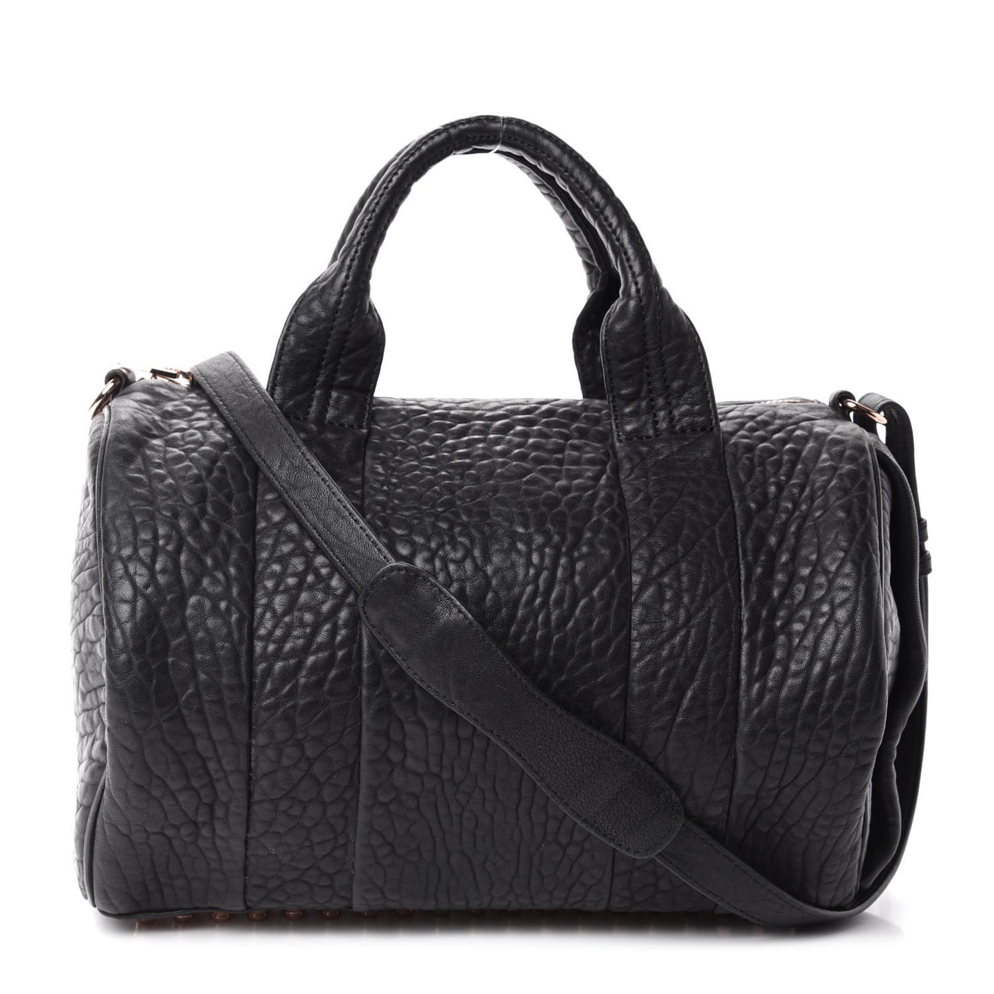 Pebbled Lambskin Rocco Black Rose Gold Hardware