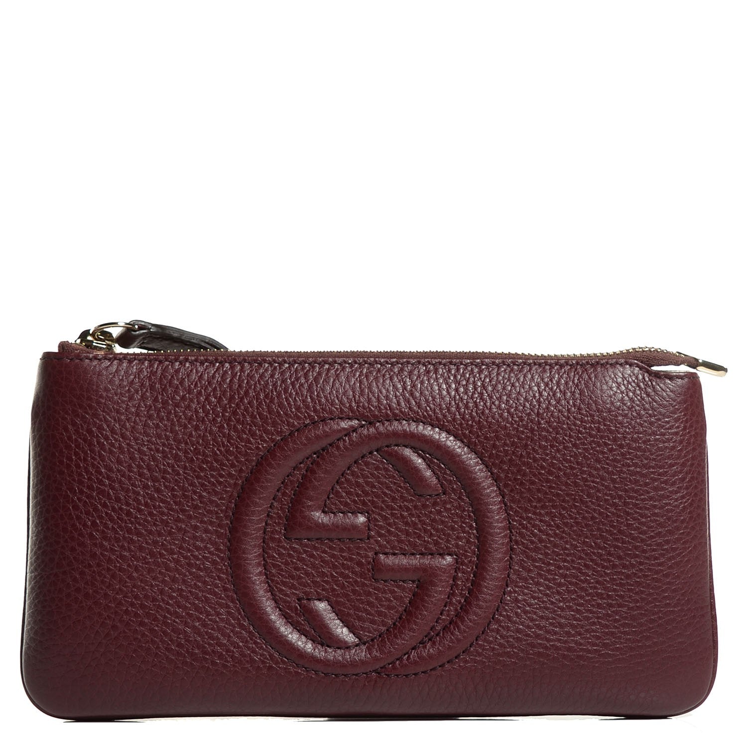 Gucci Pebbled Calfskin Soho Wrist Wallet Scarlatto 1 of 8
