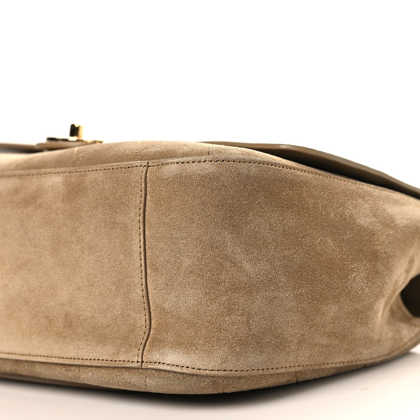 Suede Calfskin Small Souplissimo Maxi Flap Dark Beige