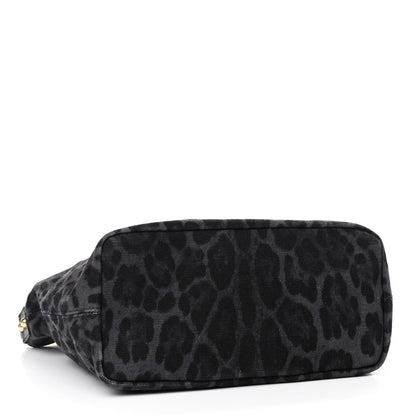 Dolce & Gabbana Canvas Dauphine Leopard Print Studded Beatrice Love Tote Black 3 of 7
