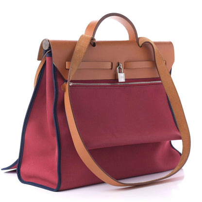 Hermes Vache Hunter Toile Herbag Zip 39 MM Rubis Bleu De Malte 3 of 8