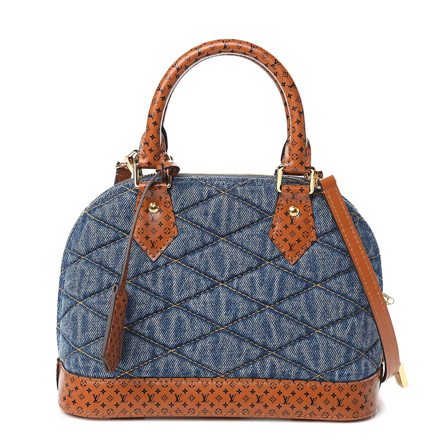 Louis Vuitton Denim Calfskin Reverse Monogram Malletage Alma BB Blue 1 of 9