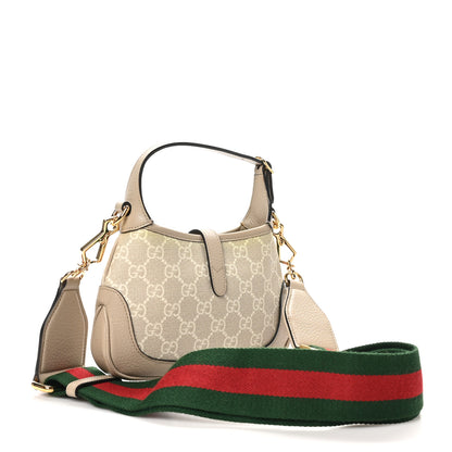 Gucci GG Supreme Monogram Textured Dollar Calfskin Mini Jackie 1961 Hobo Beige Mystic White Oatmeal 3 of 10