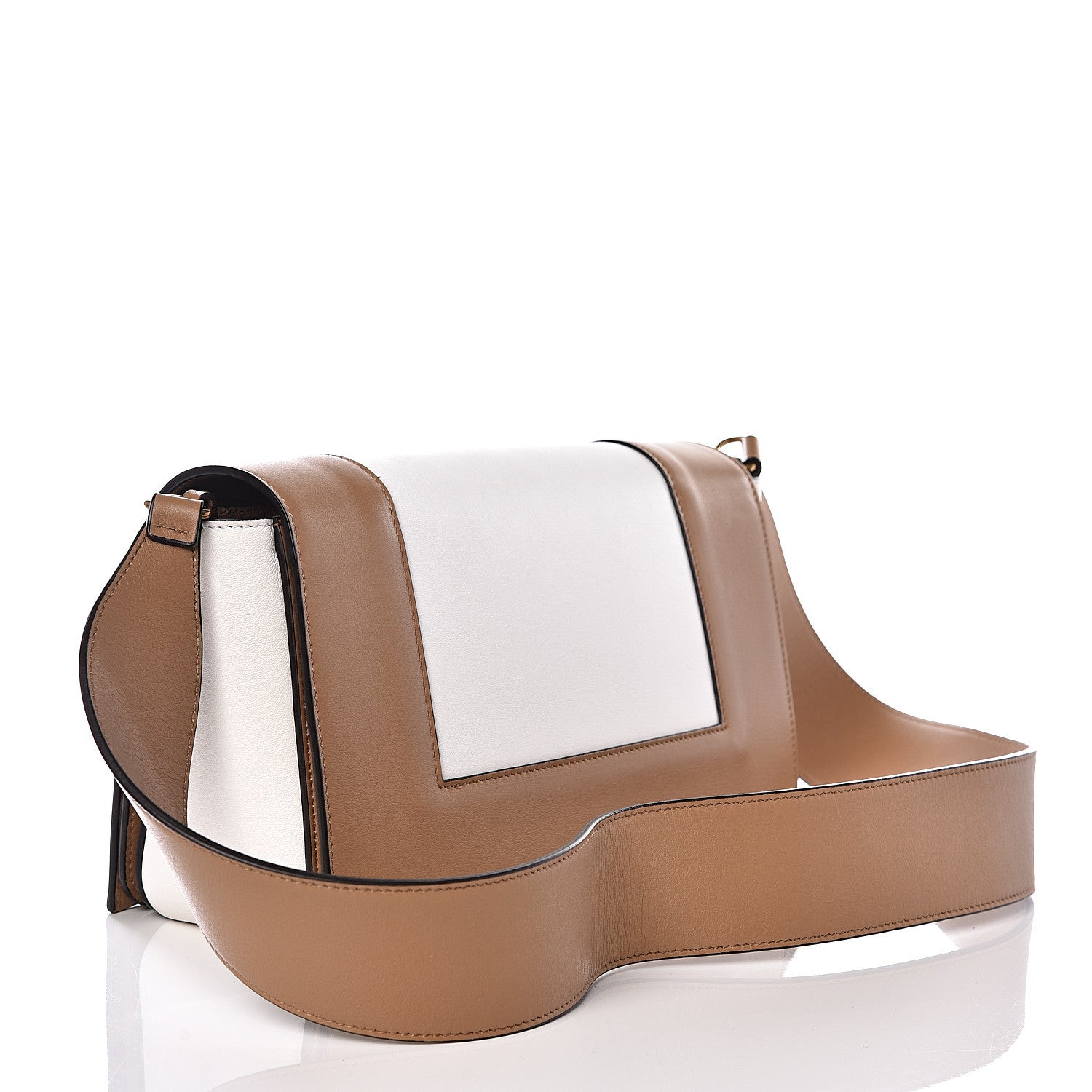 Celine Shiny Smooth Calfskin Medium Frame Shoulder Bag Tan Optic White 2 of 8