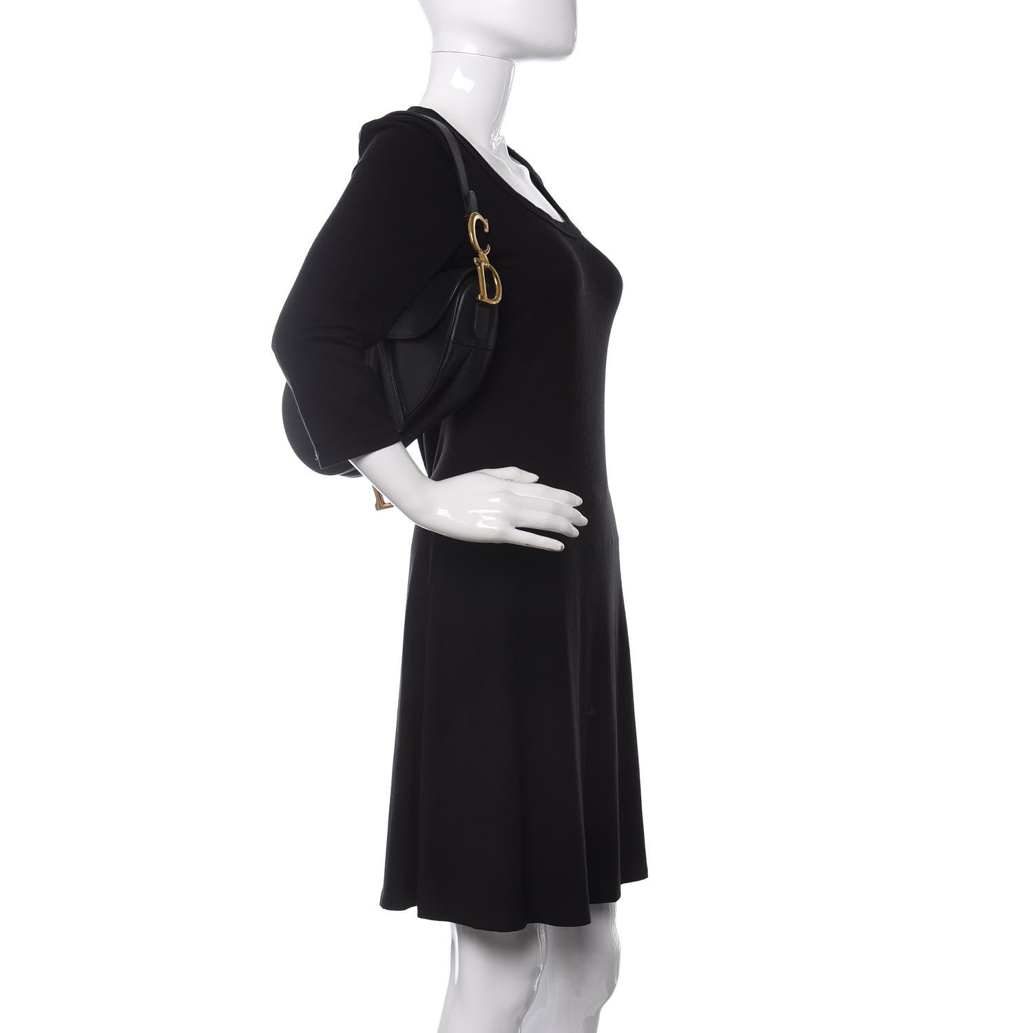 Christian Dior Grained Calfskin Saddle Bag Black 2 of 11
