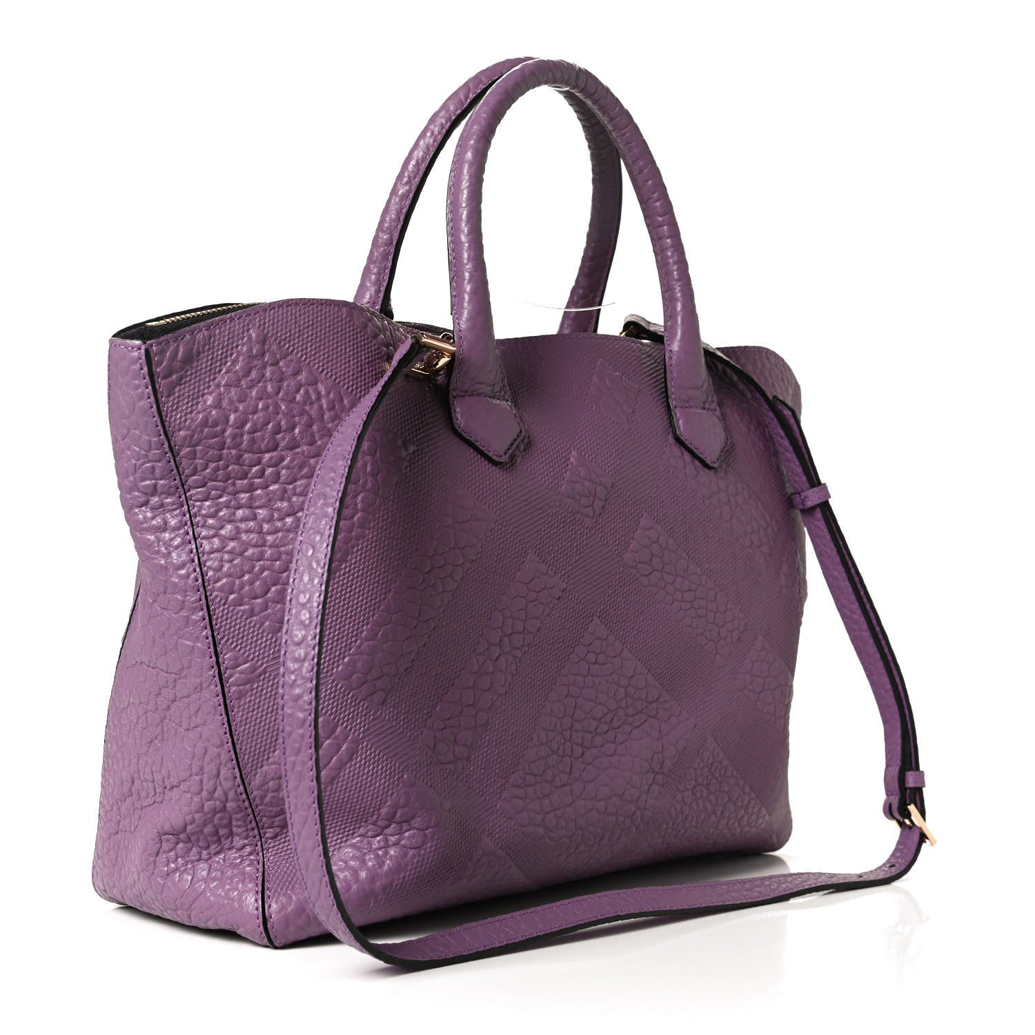Burberry Heritage Grain Check Embossed Medium Dewsbury Tote Purple 3 of 12