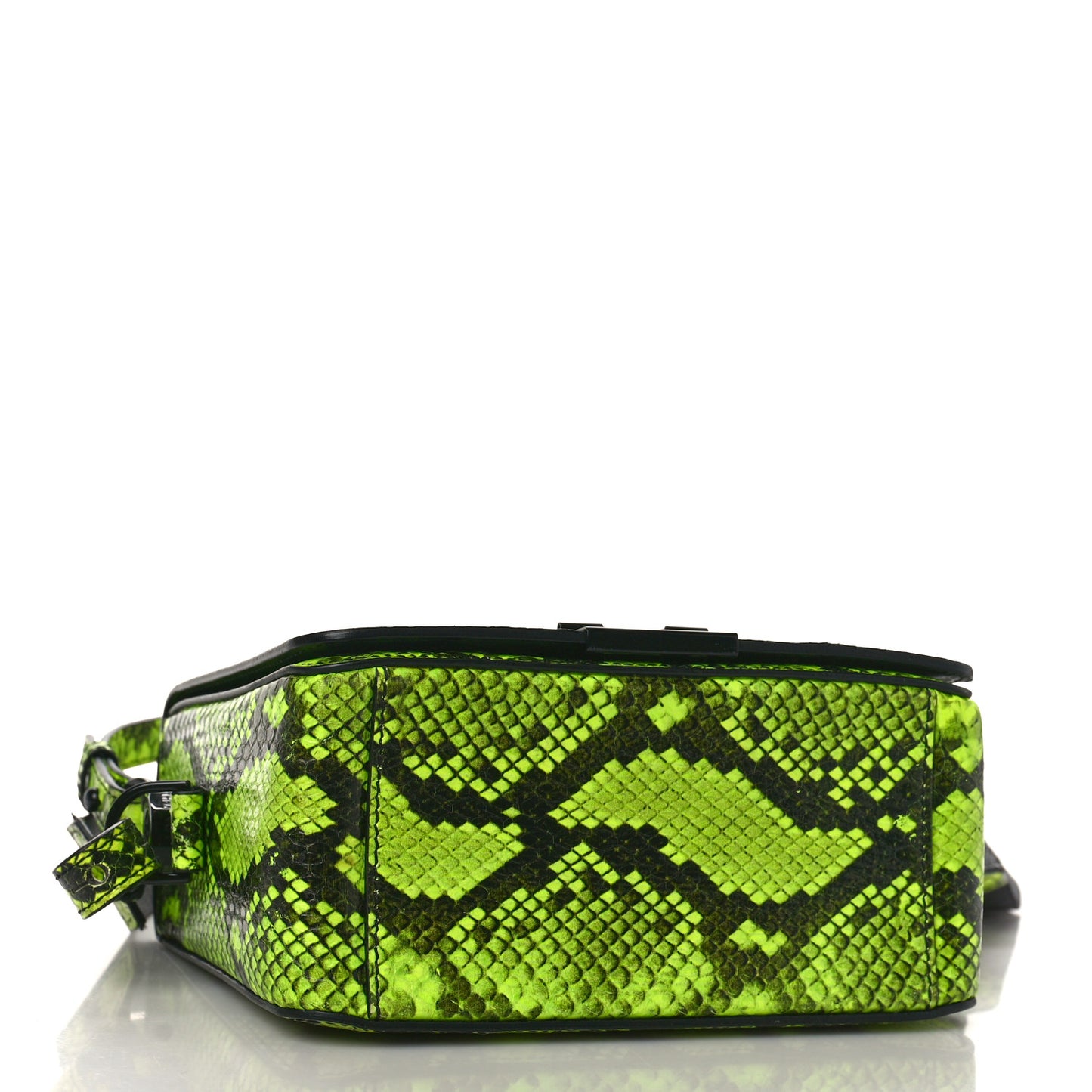 Calfskin Snakeskin Printed Diag Binder Flap Bag Yellow Black