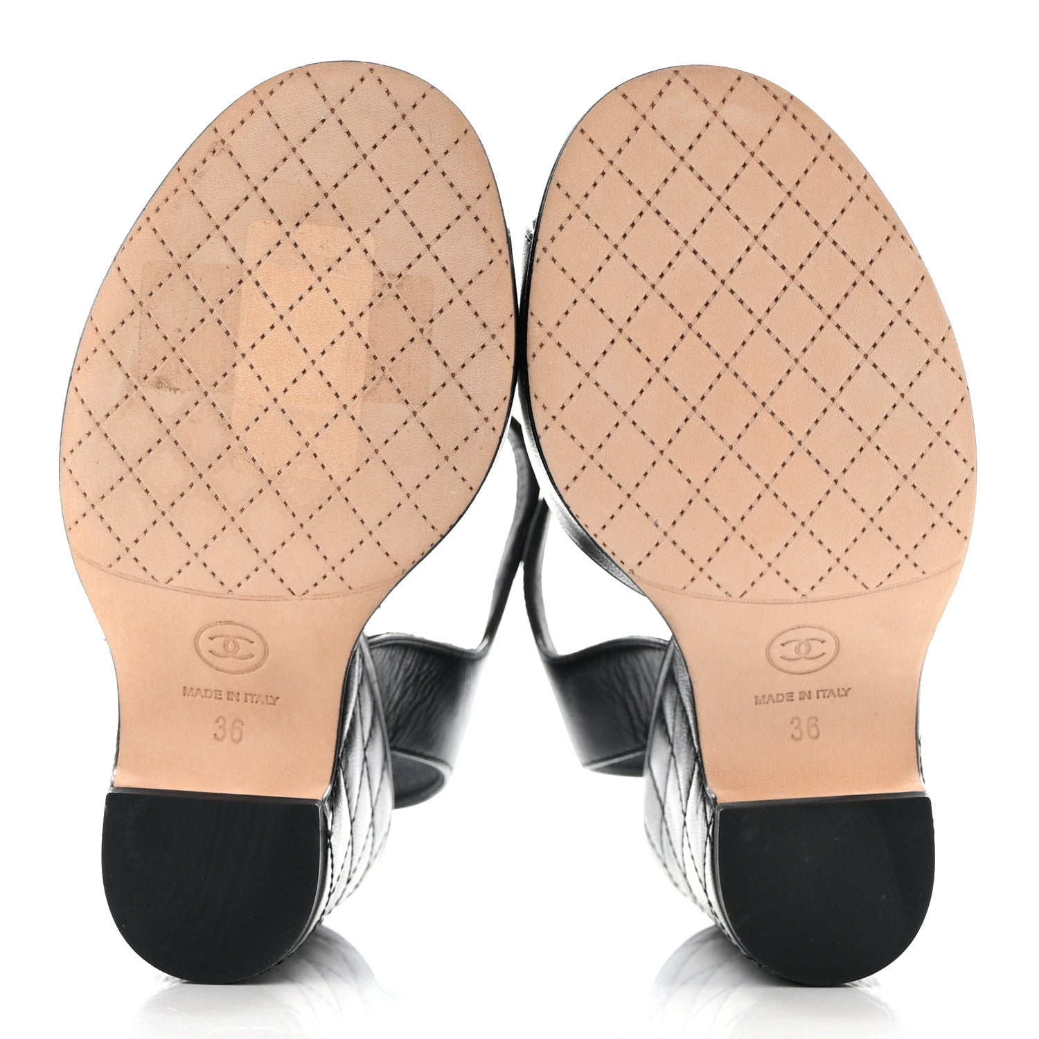 Chanel Lambskin Quilted Chain CC Wedge Sandals 36 Black 5 of 9