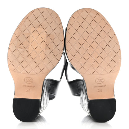 Chanel Lambskin Quilted Chain CC Wedge Sandals 36 Black 5 of 9