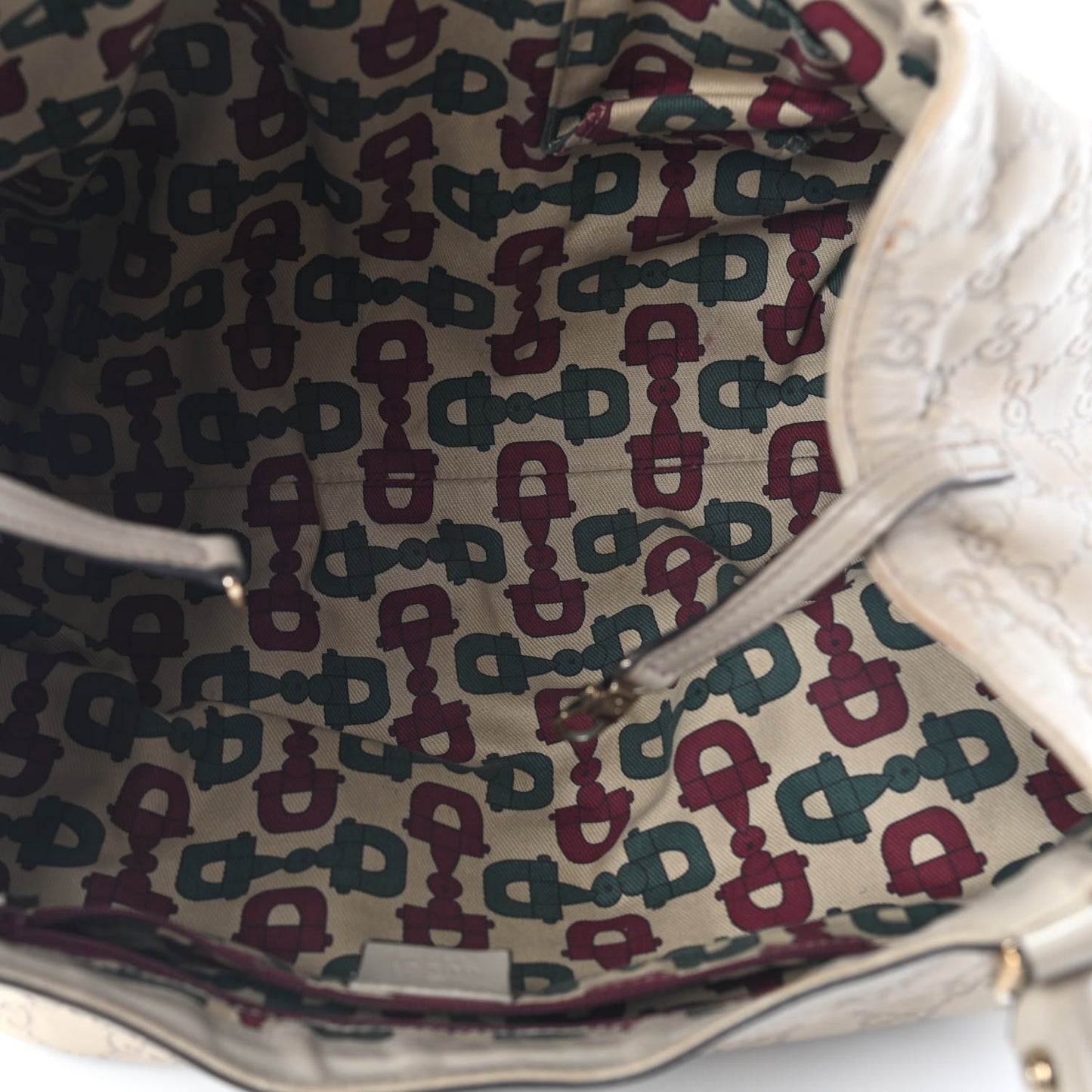 Guccissima Large D Gold Ring Shoulder Bag Off White