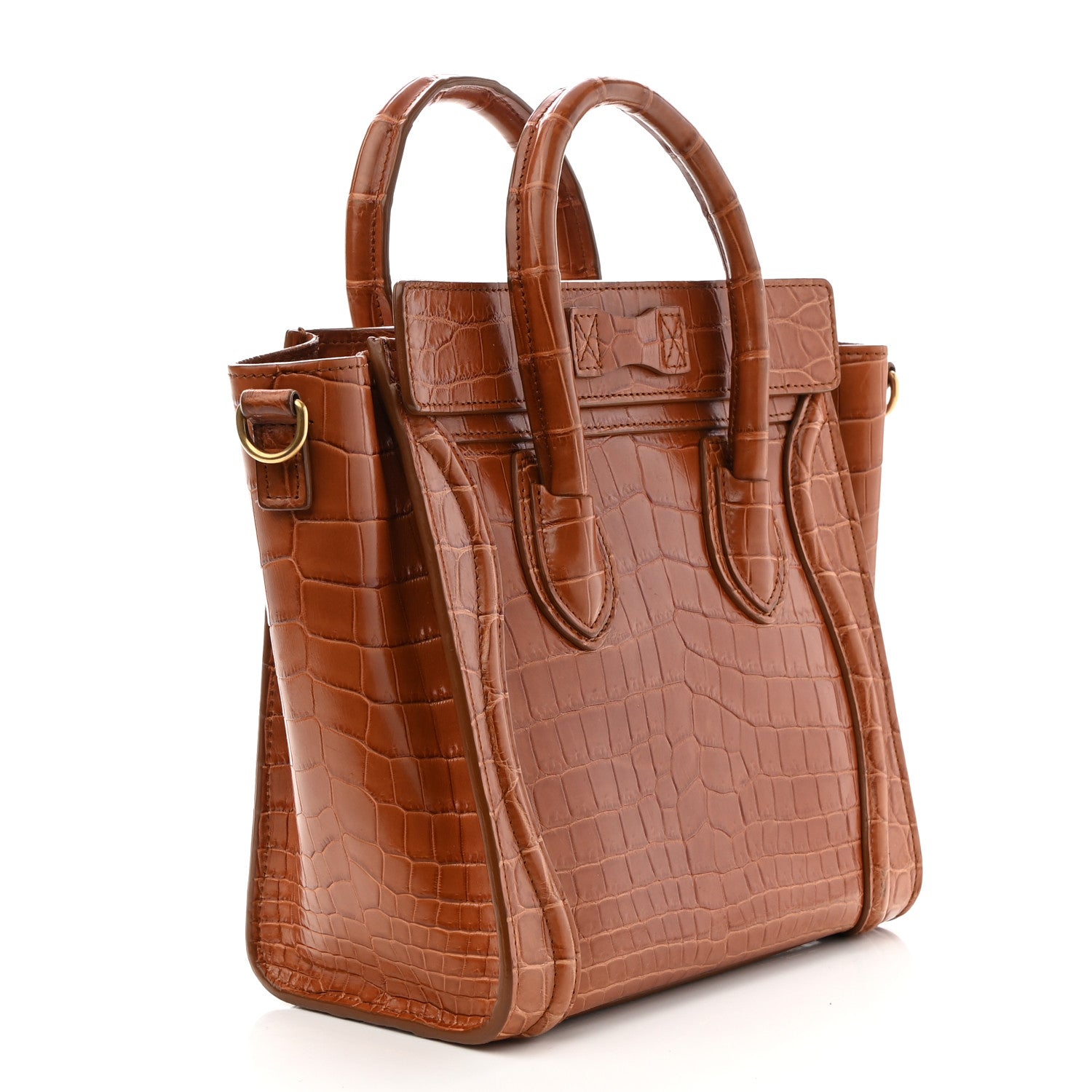 Celine Crocodile Nano Luggage Brown 3 of 11