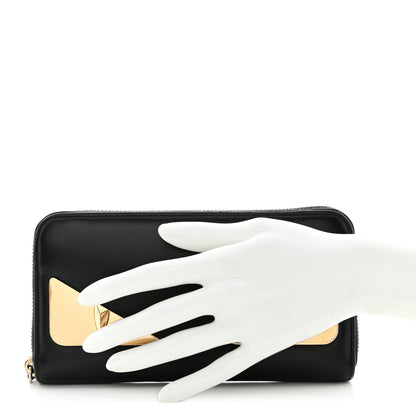Fendi Vitello Century Metal Monster Eyes Zip Around Wallet Black 2 of 11