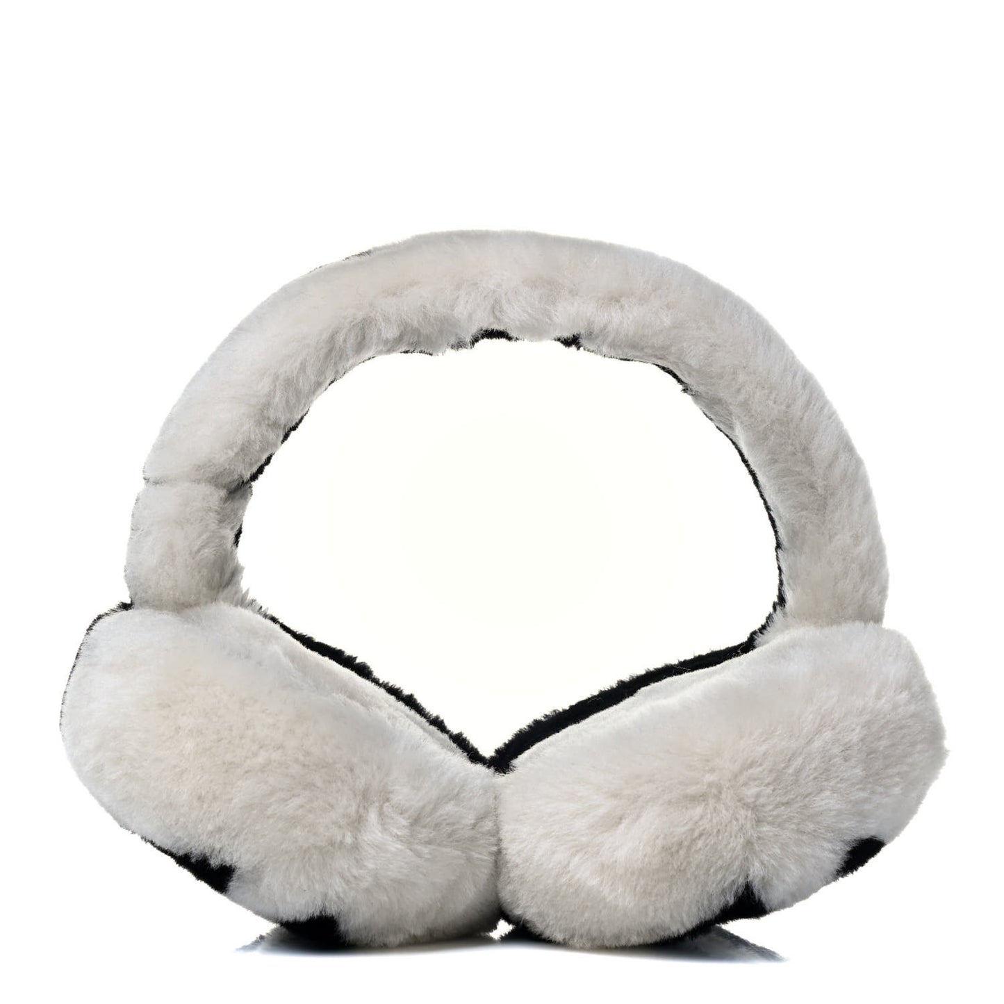 Shearling CC Bi-Color Ear Muffs White Black