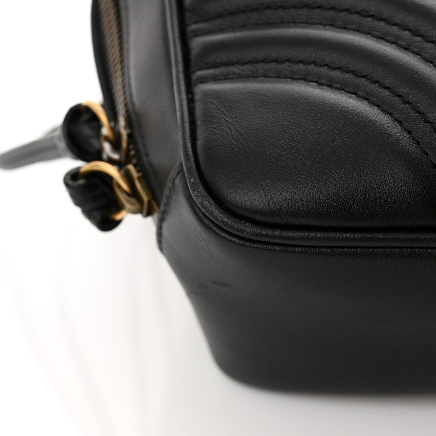 Calfskin Matelasse Sylvie Web Small GG Marmont Top Handle Shoulder Bag Black