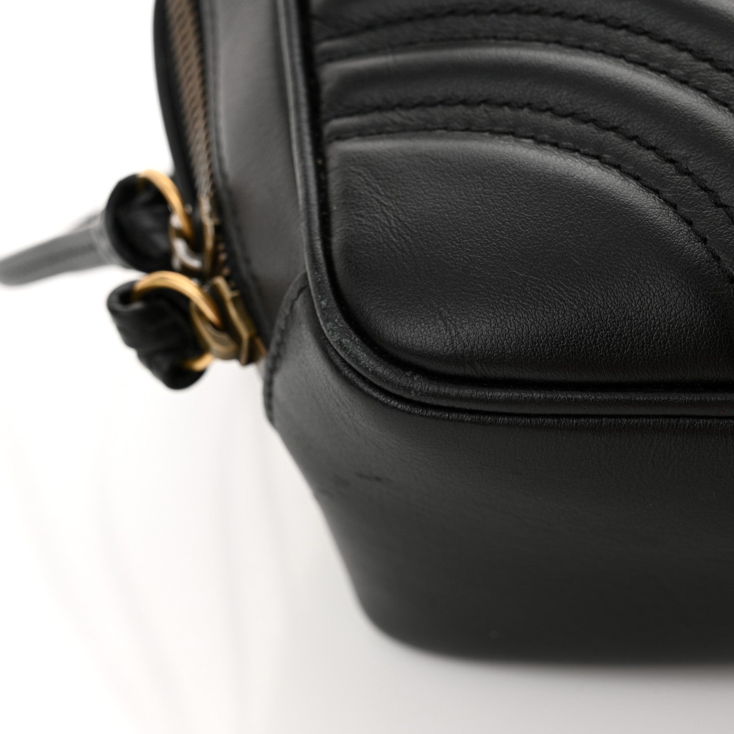 Gucci Calfskin Matelasse Sylvie Web Small GG Marmont Top Handle Shoulder Bag Black 13 of 14