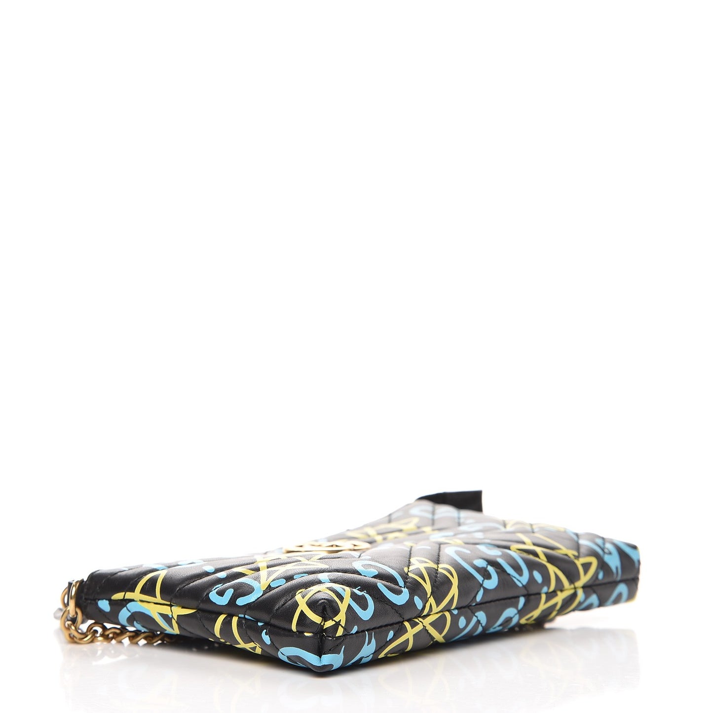 Calfskin Matelasse Printed Mini GucciGhost GG Marmont Chain Bag Black New Acquamarine