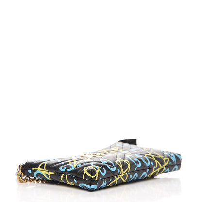 Gucci Calfskin Matelasse Printed Mini GucciGhost GG Marmont Chain Bag Black New Acquamarine 4 of 7