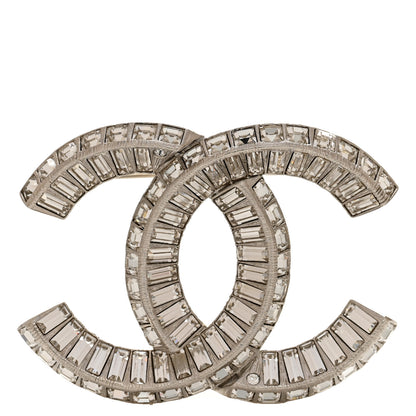 Chanel Baguette Crystal CC Brooch Silver 1 of 4