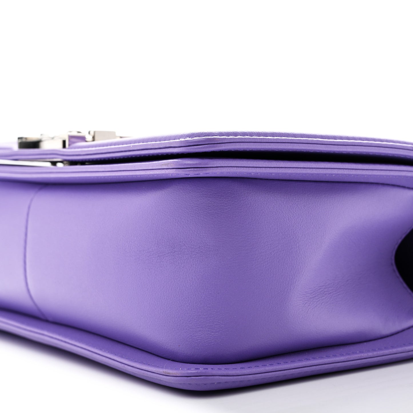 Calfskin Quilted Medium Boy Flap Purple