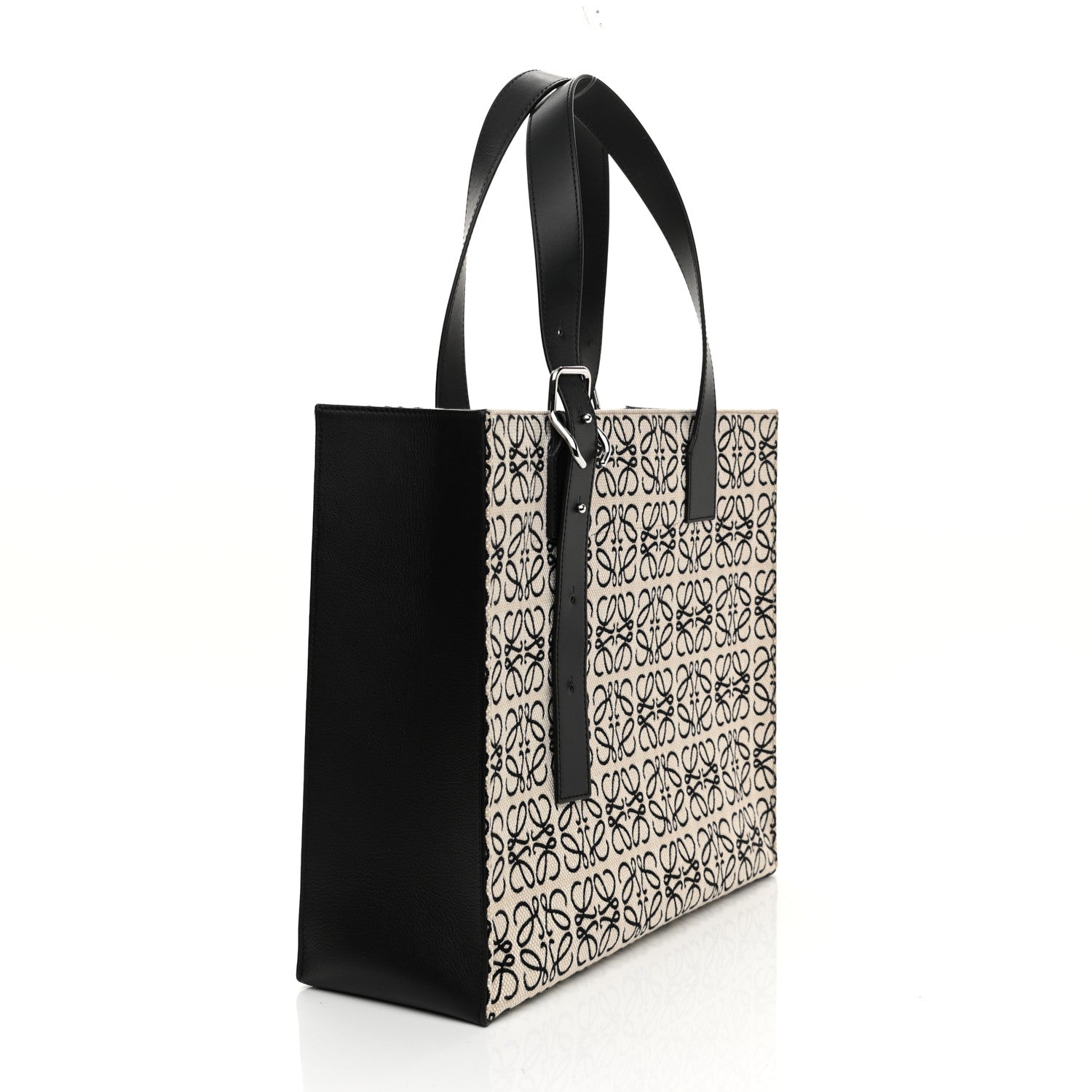 Loewe Jacquard Anagram Calfskin Buckle Tote Black 2 of 10