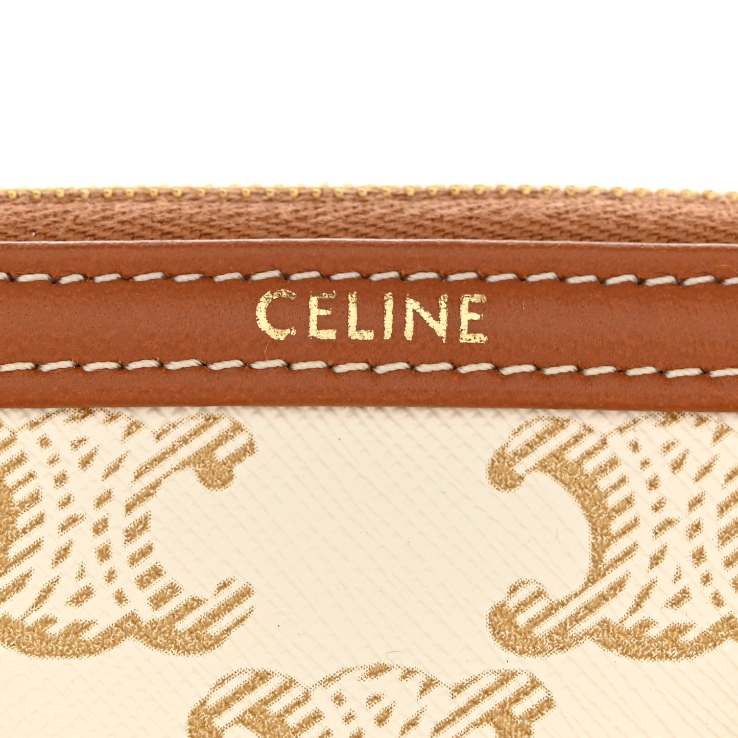Lambskin Triomphe Canvas Clutch With Chain White Tan