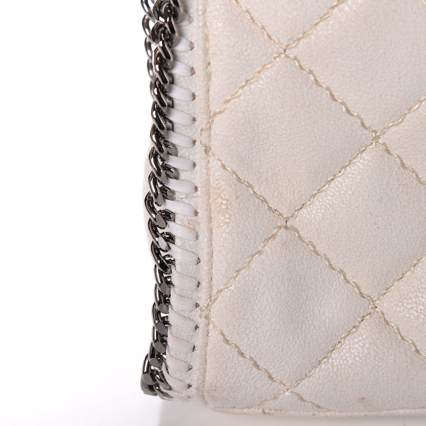 Shaggy Deer Quilted Mini Falabella Fold Over Tote Chalk