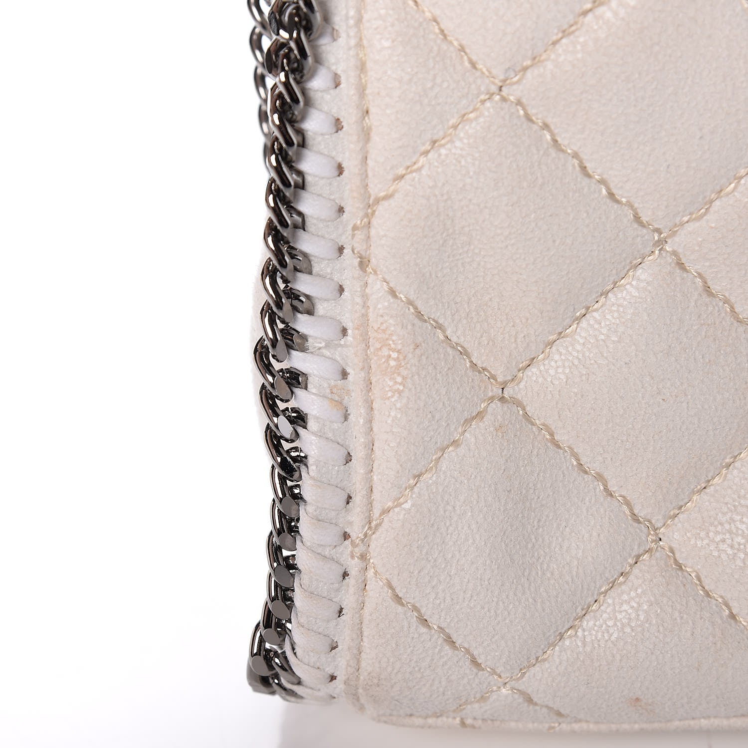 Stella McCartney Shaggy Deer Quilted Mini Falabella Fold Over Tote Chalk 12 of 17
