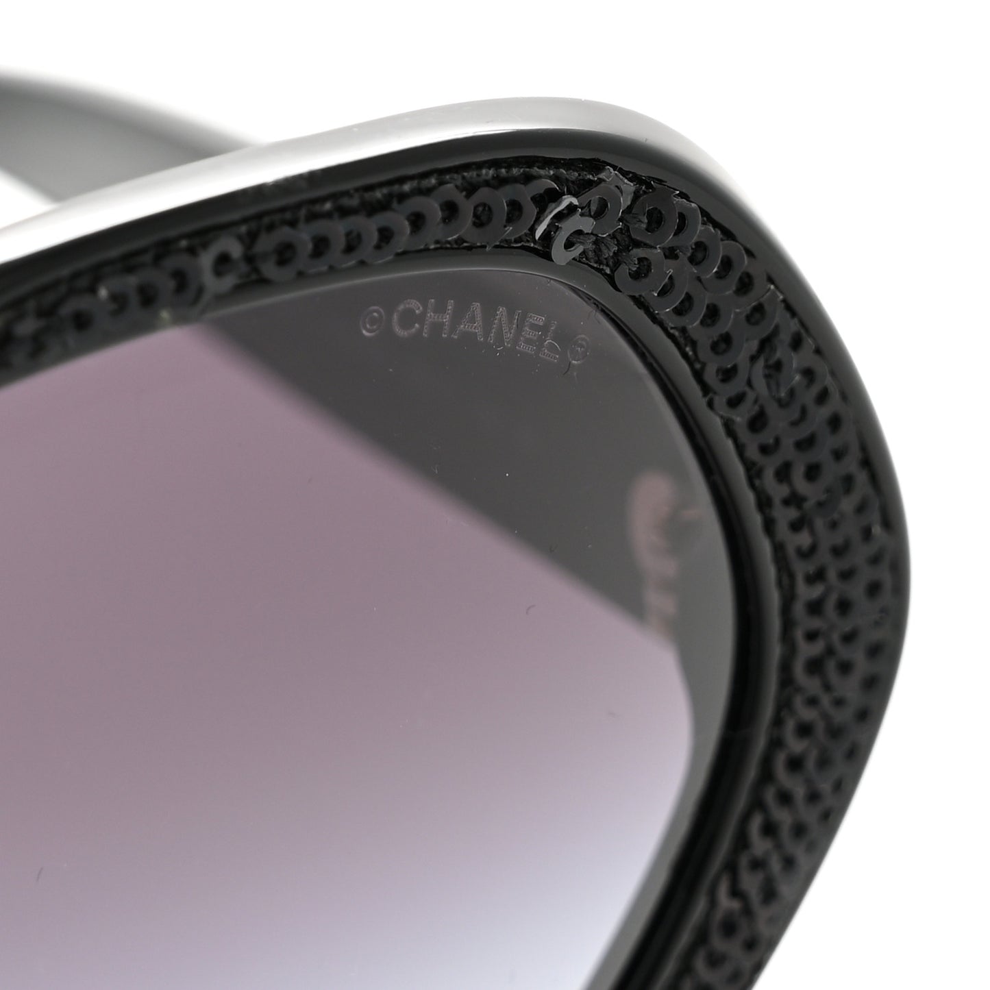 Acetate Sequin Round Sunglasses 5451-A Black