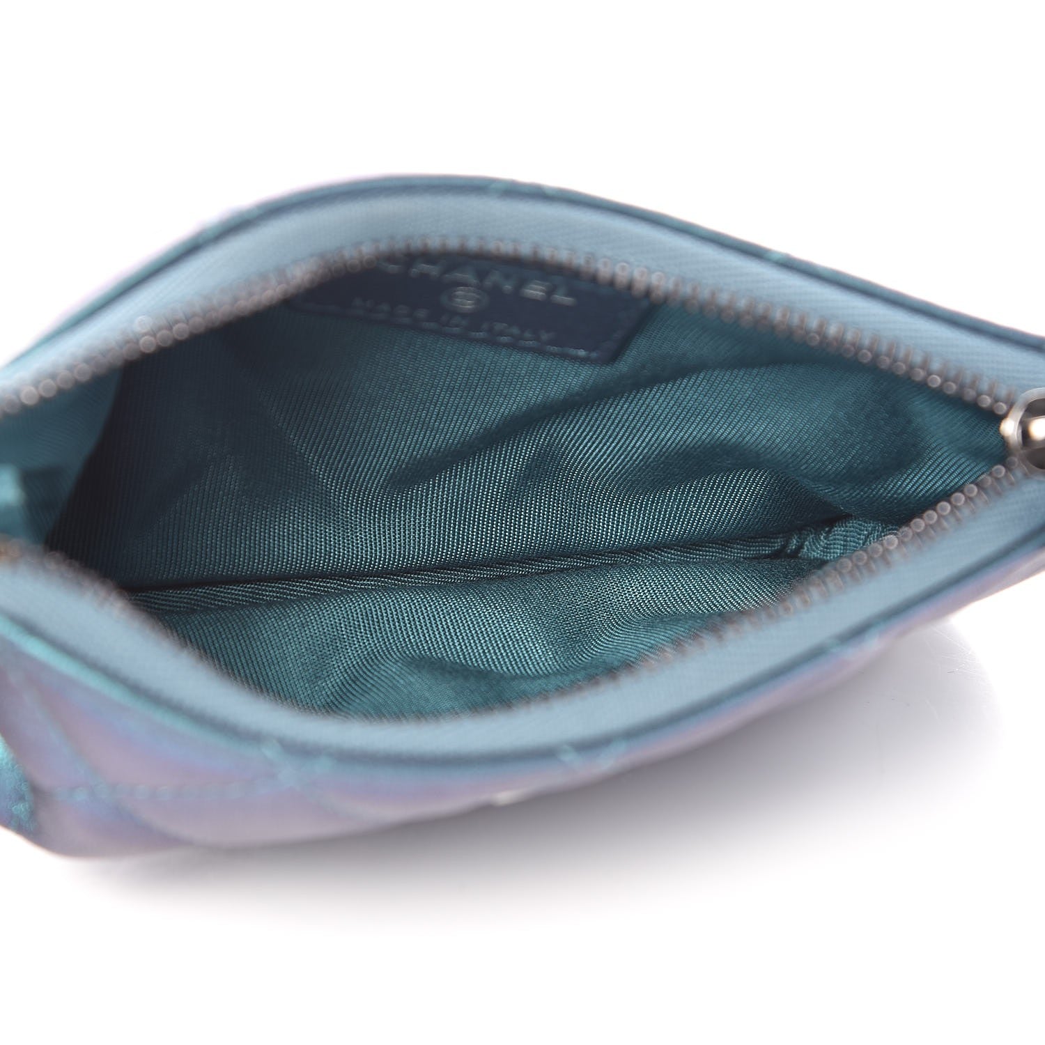 Chanel Iridescent Lambskin Quilted Small Cosmetic Case Turquoise 5 of 8