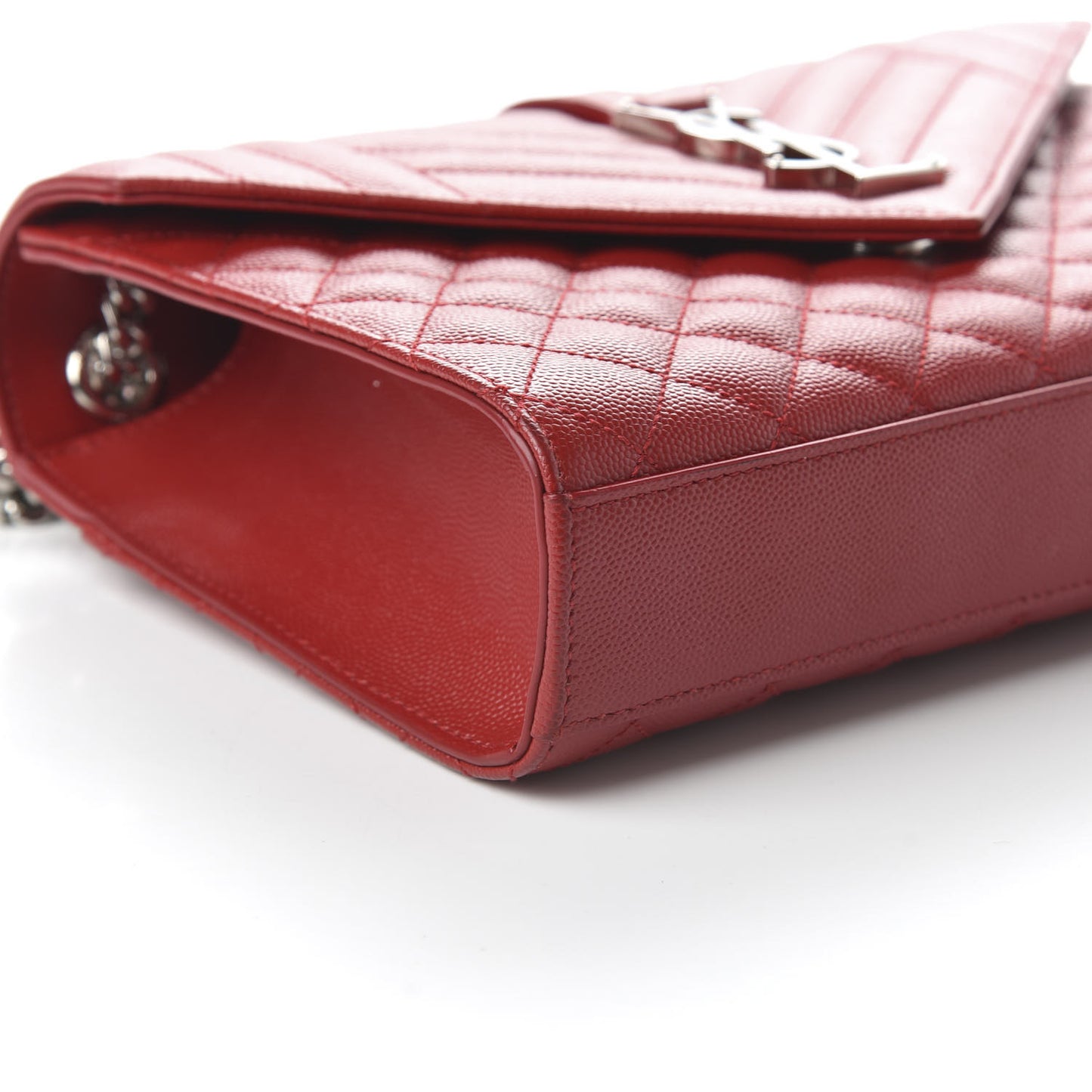 Grain De Poudre Textured Mixed Matelasse Triquilt Medium Monogram Satchel New Red