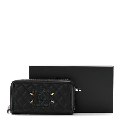 Chanel Caviar Quilted Filigree Zip Around Wallet Black 11 of 11