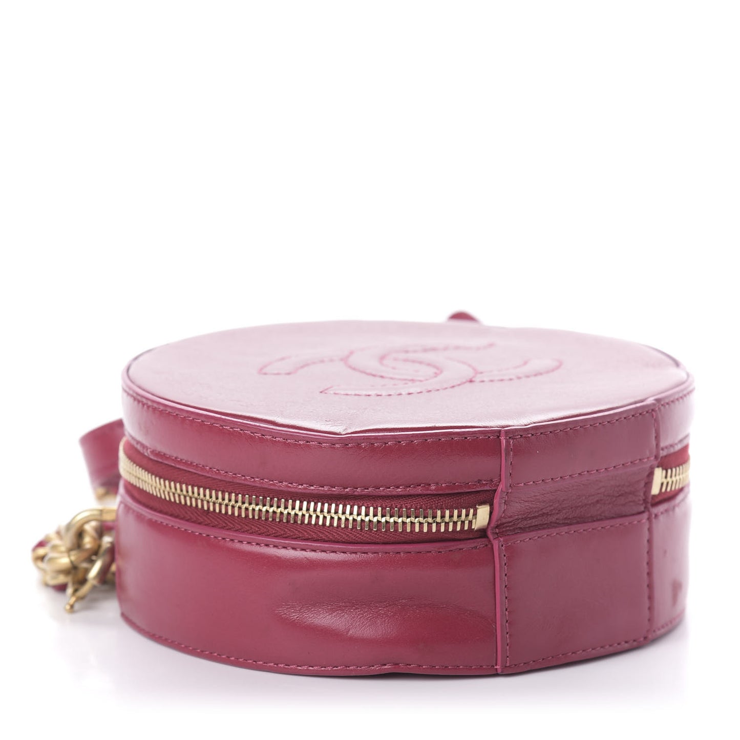 Glazed Calfskin Round As Earth Evening Bag Rouge
