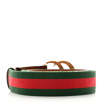 Gucci Nylon Calfskin Double G Web 40mm Belt 85/34 Green Red Cuir 2 of 5
