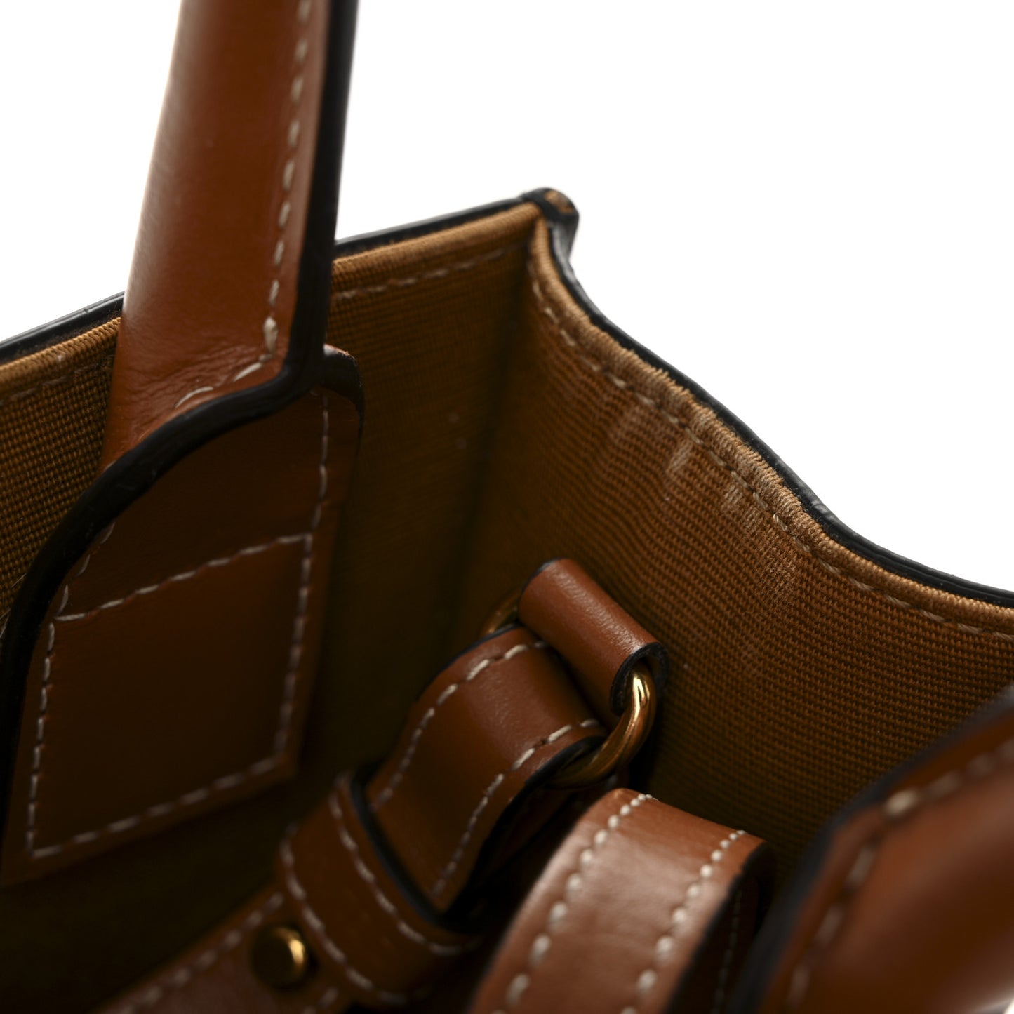 Triomphe Canvas Calfskin Mini Vertical Cabas Tan