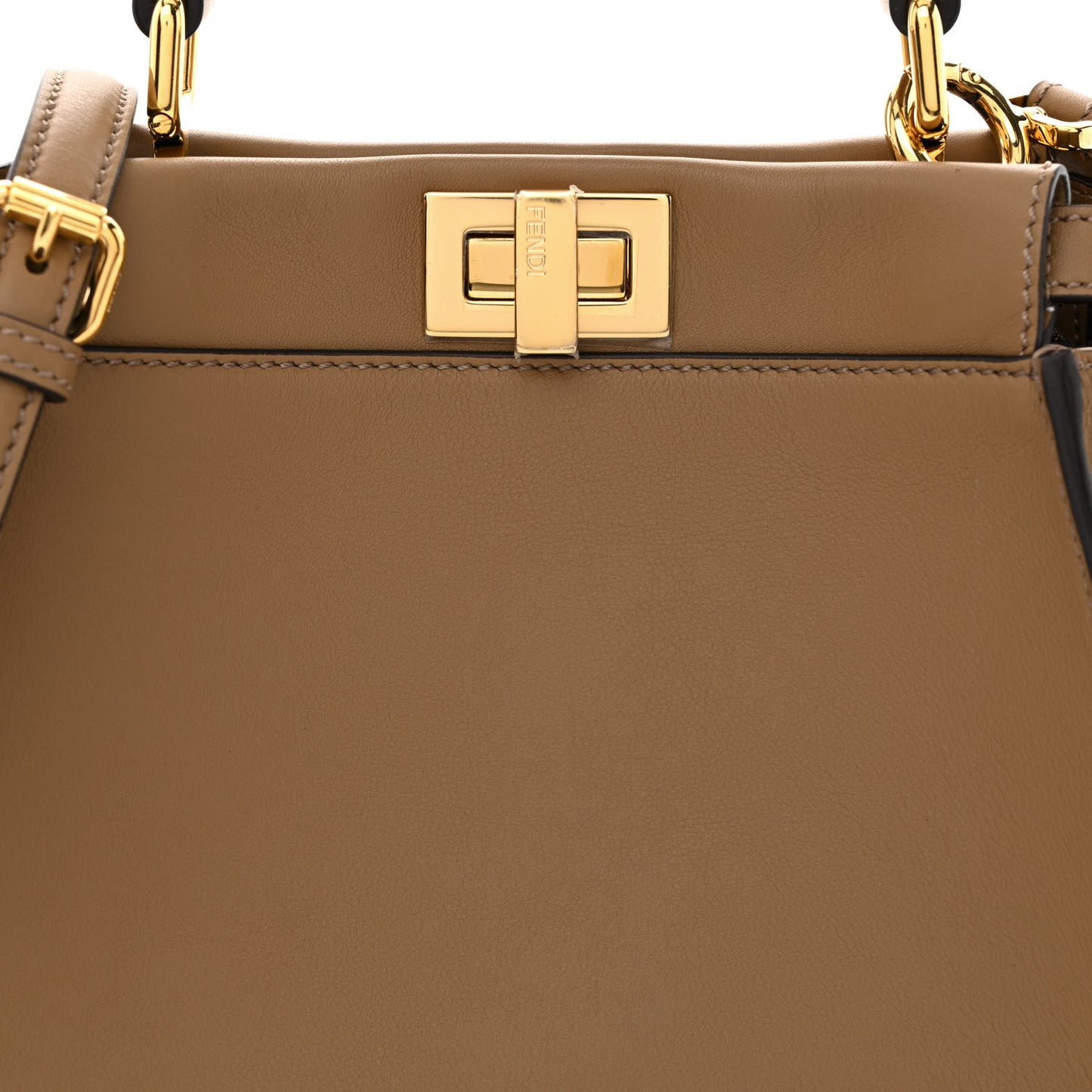 Vitello Seta Fabric Jacquard FF 1974 Mini Peekaboo Iconic Satchel Sand Tabacco Moro