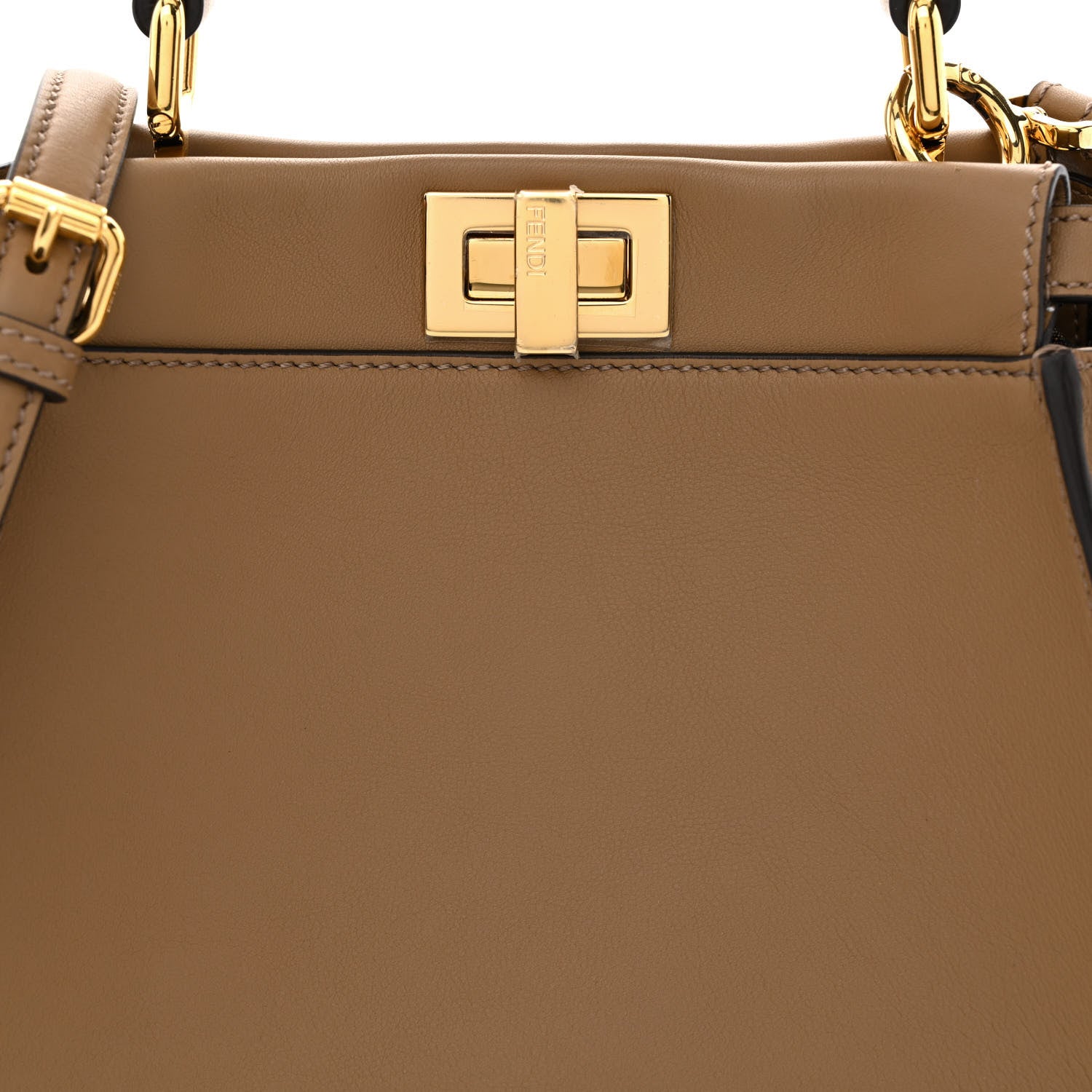 Fendi Vitello Seta Fabric Jacquard FF 1974 Mini Peekaboo Iconic Satchel Sand Tabacco Moro 9 of 11