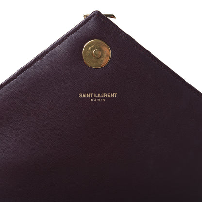 Saint Laurent Lambskin Matelasse Chevron Medium Monogram Satchel Amaranto 9 of 15