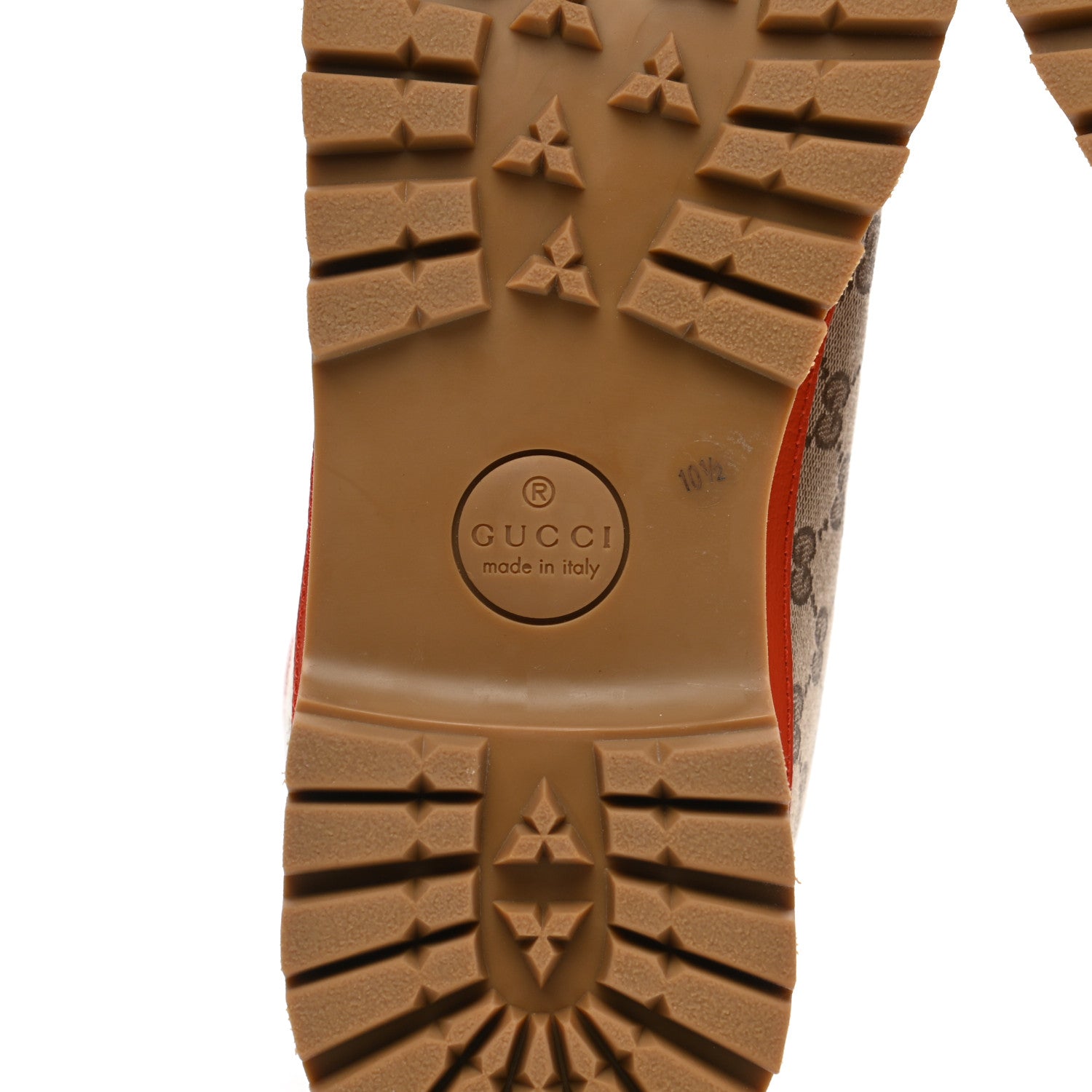 Gucci X THE NORTH FACE Monogram Textured Calfskin Mens Hiking Ankle Boots 10.5 Beige Ebony Deep Orange 6 of 10